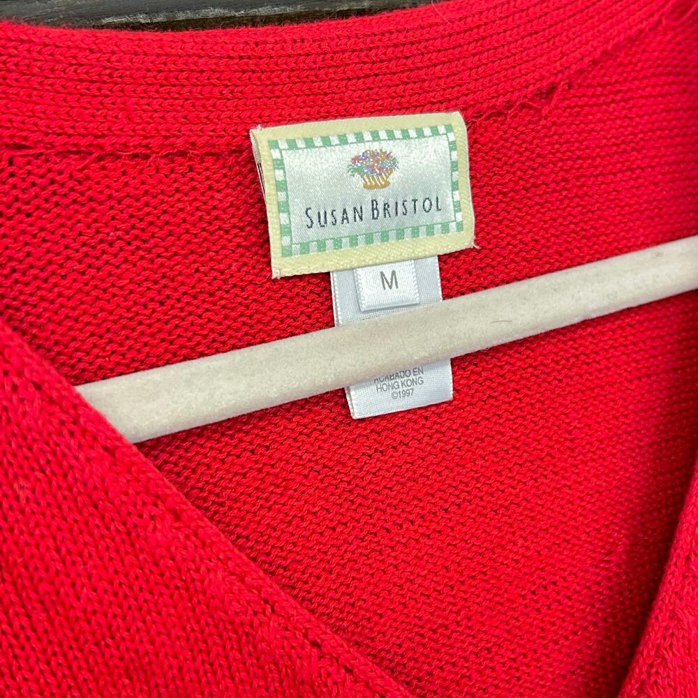 Vintage 1990s Silk SUSAN BRISTOL Cozy New Preppy Argyle Holiday SWEATER Cardigan - Picture 4 of 5